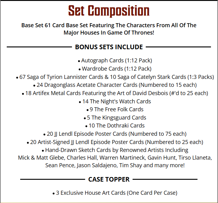 Game of Thrones - The Great Houses - Box Display - Rittenhouse